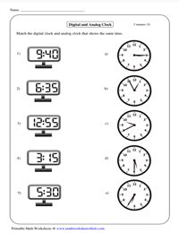 Reading Analog and Digital Clocks Worksheets - Worksheets Library