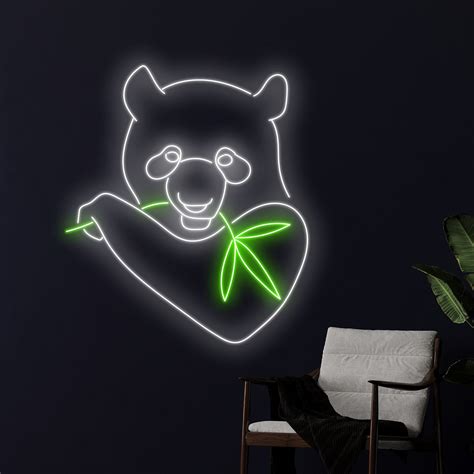 Panda Bamboo Neon Sign Bamboo Panda Neon Light Panda Bear Led Light