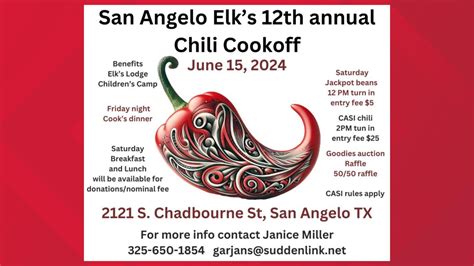 San Angelo Elks Lodge Hosts Casi Sanctioned Chili Cookoff