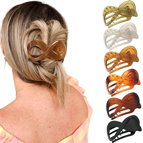 French Concord Flat Hair Clips 6PCS Curved Hair Claw No Slip Hair