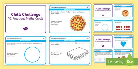 Chilli Challenge Year 1 Fractions Maths Cards Teacher Made