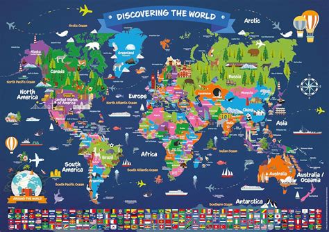 childrens illustrated world map poster  chile ubuy