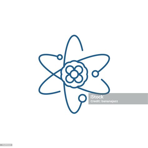 Atoom Lijn Icoon Concept Atom Platte Vector Symbool Teken Outline