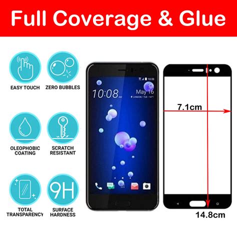 For Htc U11 Tempered Glass Screen Protector Full Coverage Ebay