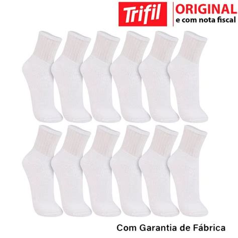 Kit 12 Pares Meia Unisex Cano Médio 12cm Trifil T08720 Meia