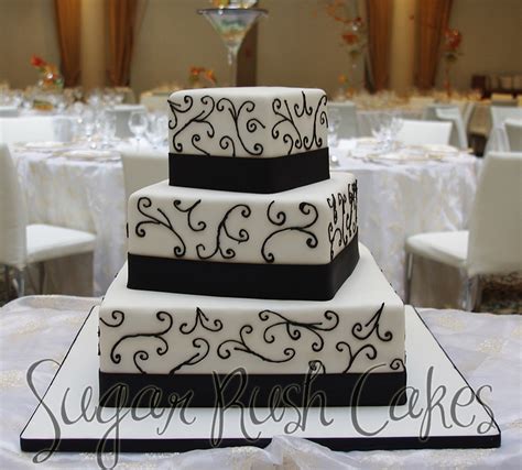 white and black square cake - Sugar Rush Cakes | Sugar Rush Cakes