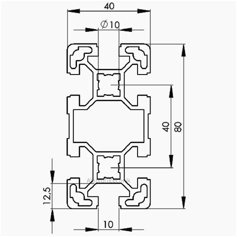 Aluprofiltechnik Aluprofil X Nut B Raster Nutprofil