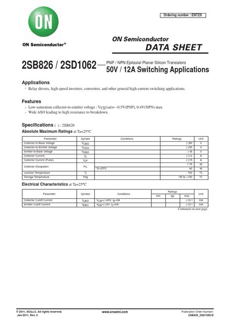 Sd Datasheet Pnp Npn Epitaxial Planar Silicon Transistors