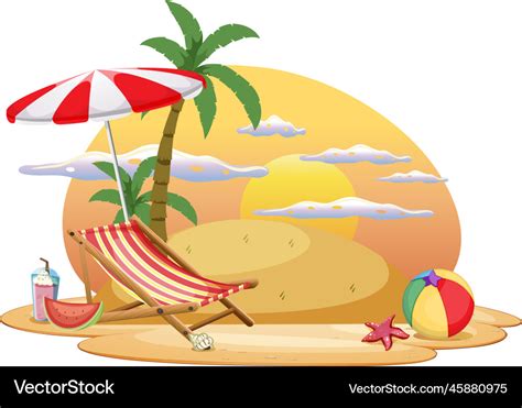 Summer beach scene template Royalty Free Vector Image