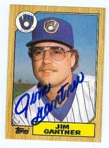 Jim Gantner Autographed Baseball Card Milwaukee Brewers 1987 Topps