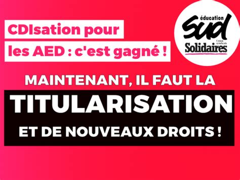 CDIsation pour les AED cest gagné Maintenant il faut la