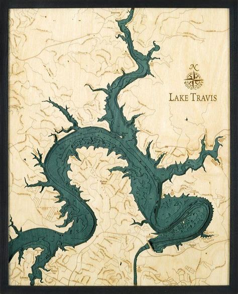 Lake Travis TX Wood Carved Topographic Depth Chart / Map | Etsy | Lake ...