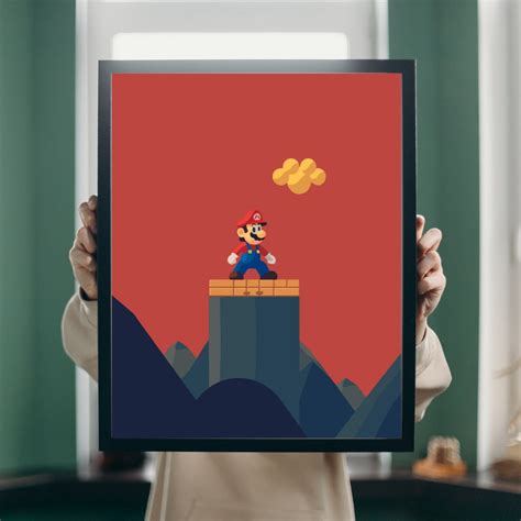 Super Mario Minimalist Poster Gamer Gift For Son Super Mario Etsy