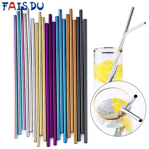 100 Pcs Environmentally Friendly 304 Stainless Steel Straws 6mm 215mm