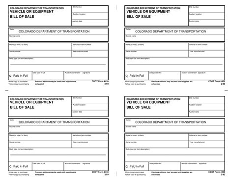 Free Printable Equipment Bill Of Sale Templates Word Excel Pdf