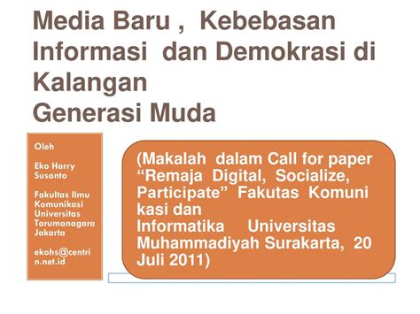 Media Baru Kebebasan Informasi Dan Demokrasi Di Kalangan Generasi