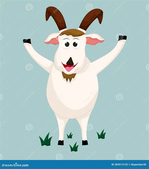 Happy goat stock vector. Illustration of farm, drawing - 284913135