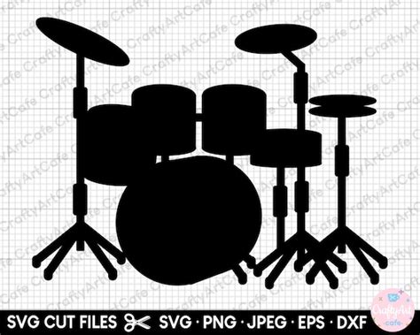 Batería Silueta Batería Clipart Drum Set Svg Drum Set Vector Etsy España