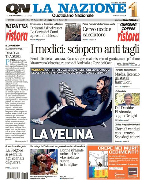 Le Prime Pagine Dei Quotidiani Che Sono In Edicola Oggi 4 Novembre 2015 Secolo Ditalia