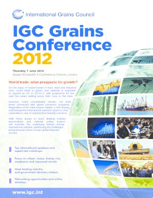 Fillable Online Igc Igc Grains Conference Registration Form