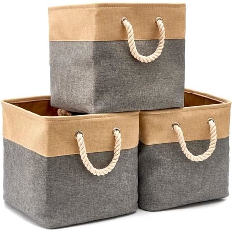 Bo Te De Rangement Pliable En Coton De Jute Avec Poign E Panier