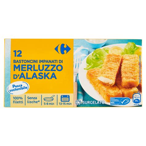 Carrefour 12 Bastoncini Impanati Di Merluzzo D Alaska Surgelato 12 X 25