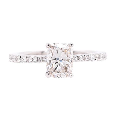 18k White Gold 1 50ctw Cushion Cut Center Diamond Engagement Ring