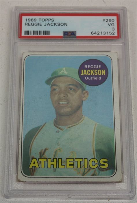 Lot - 1969 Topps Reggie Jackson Rookie Card PSA 3 VG