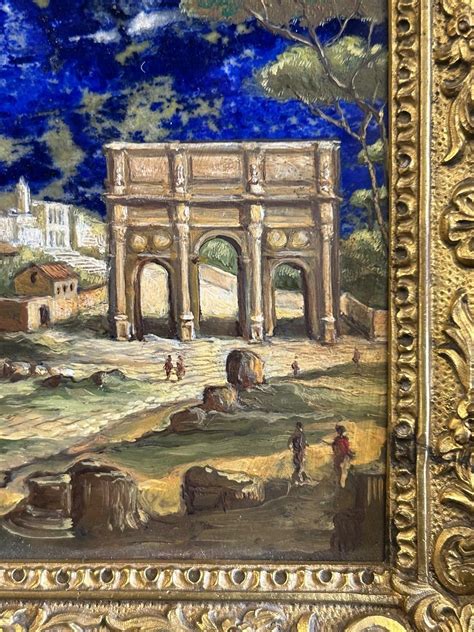 Proantic Peinture Sur Plaque De Lapis lazuli Rome italie XIXéme Si