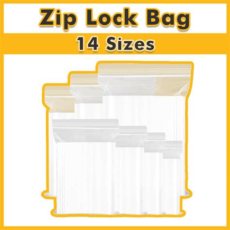 Zip Lock Plastic Bag 14 Sizes 100pcs Pack