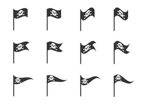 Jolly Roger Icon Set Pirate Flag Icon Set Vector Illustration