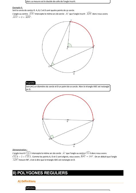 Angles Inscrits Et Polygones R Guliers Cours Alloschool