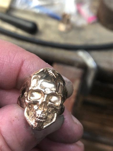 14k Solid Gold Skull Ring Available Sizes 5 14 Approximate Etsy