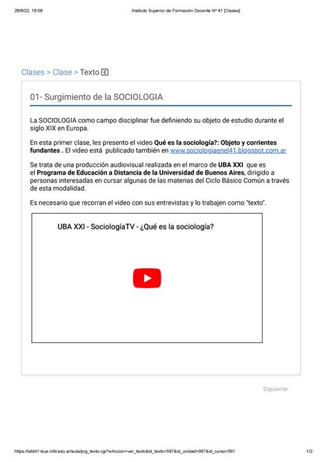 01 Surgimiento De La Sociologia 28 9 22 18 08 Instituto Superior De