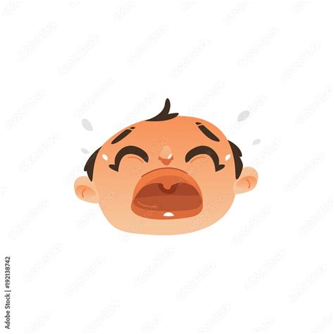 Vector flat baby face with sad facial expression dissapointed unhappy ...