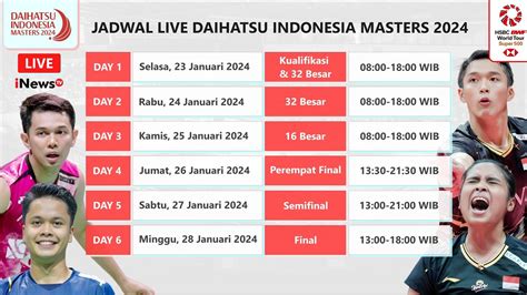 Jadwal Siaran Langsung Indonesia Masters 2024 Live Inews TV