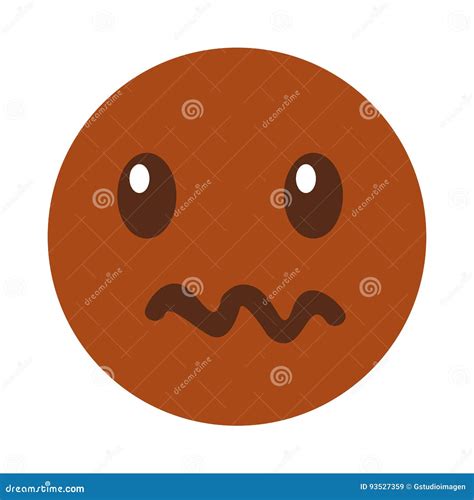 Estilo Irritado Do Kawaii Da Cara Do Emoticon Ilustração do Vetor