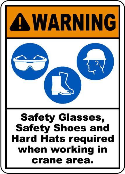 Warning Safety Glasses Shoes And Hard Hats Required Sign Save 10