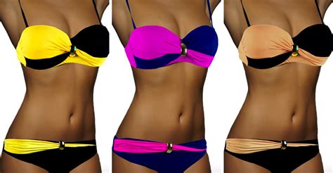 ALZORA Bandeau Twist Push Up Bikini Set Ausgefallene Bikinis