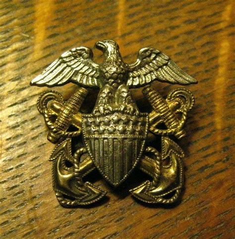 Usn Vintage Gold Silver Lapel Pin United States Navy Eagle Anchor