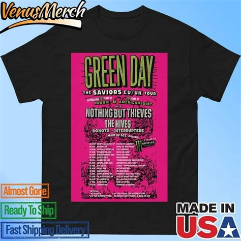 Green Day 2023 The Saviors Eu Uk Tour Poster Shirt