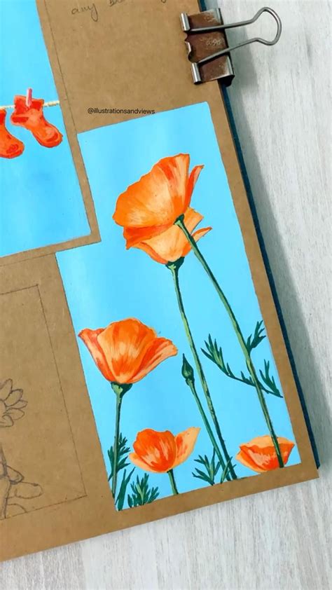 Poppies acrylic painting illustration @illustrationsandviews | Art ...