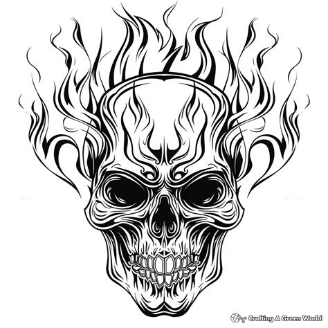 Flaming Skull Coloring Pages