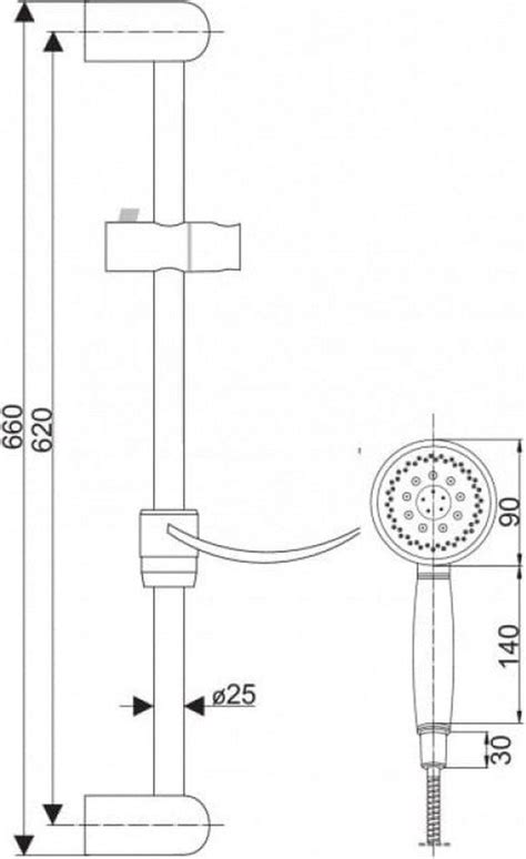 Douchekop Set Met Rail 66cm Adria Doucheset Met Glijstang En Slang