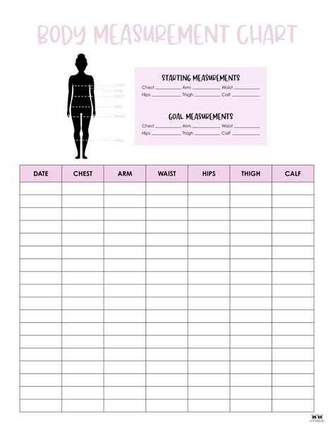 Body Measurement Charts Free Printables Printabulk