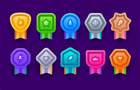 Premium Vector Game Achievement Medal Badge Level Rank Icons