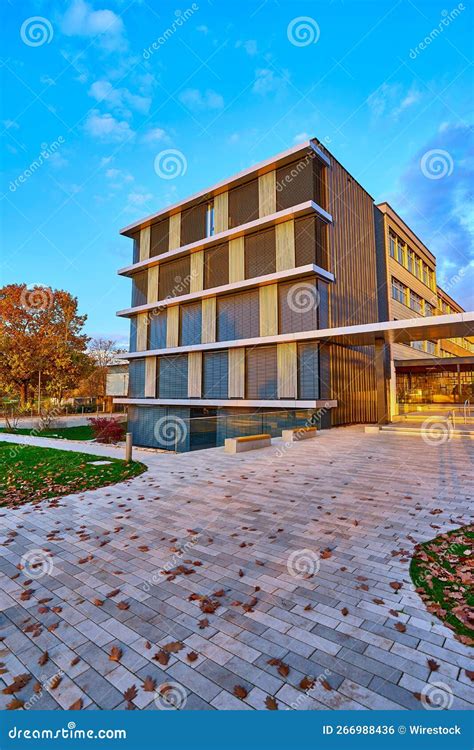 The Modern Architecture of a School Building Stock Photo - Image of wood, empty: 266988436