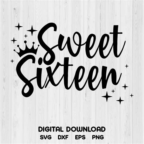 Sweet Sixteen Svg Sweet 16 Crown T Shirt Svg Cut Files For Cricut