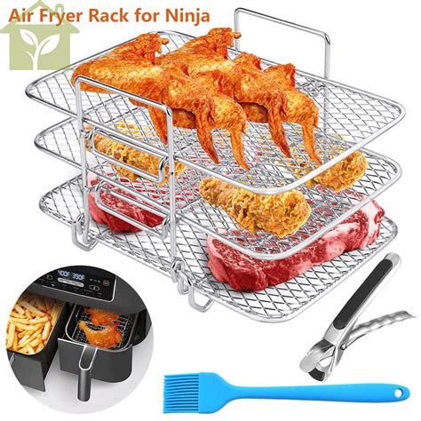 Air Fryer Rack Compatible With Ninja Foodi Dual Air Fryer 3 Layer Dehydrator Stand 304 Stainless