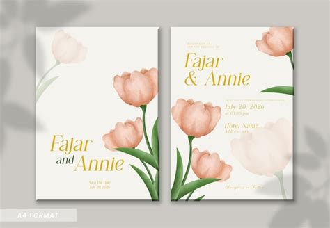 Premium PSD Beautiful Watercolor Tulip Wedding Invitation Template